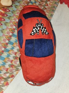 Nascar Red Plush Race Car with Blue Accents
